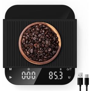 Diyife Bilancia Caffe [0,1g/3kg-USB Carica] Diyife Bilancia da Caffè Digitale con Timer, Espresso Bilancia Precisione, Pad in Silicone, Funzione Tara, con Display LED, per Caffè,Laboratori,Gioielli,Alimenti