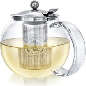 Teabloom Classica Teiera per Uso Quotidiano - Teiera in Vetro per Fornello - Capacità 1200 ml - Infusore in Acciaio Inox Removibile