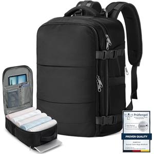 Samfolk Zaino Ryanair 40x20x25 Zain da Vaggio bagaglio a mano ryanair 12 Tasche zaino sottovuoto viaggio con Borsa Scarpe Separata per Donne e Uomini Bagaglio a mano, 20L (Nero, 40x20x25)