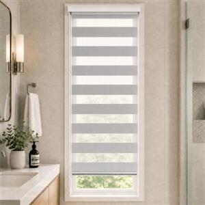 VOUNOT® Tenda a Rullo Doppia Strato Oscurante Giorno e Notte, Catenella Laterale, Bande Trasparenti e Opache, Tenda Interno Zebra Blinds Grigio, 45 x 150 cm
