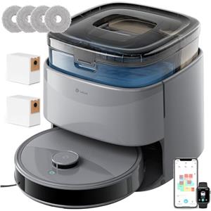 LEFANT M3 Robot Aspirapolvere Lavapavimenti con Mappatura, 12000Pa, Doppio Mop Rotante, Navigazione dToF, Evitamento PSD, Lavaggio Mop a 45°C, 3.2L Svuotamento Automatico, WiFi, Alexa/APP, Grigio