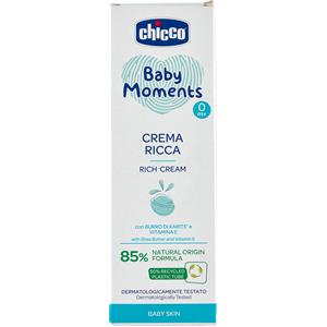 Chicco Crema Ricca Baby Moments 100 ml con Burro di Karité e Vitamina E per Pelli Sensibili
