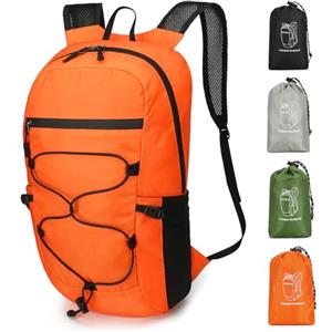 Outplea 15L Zaino Moto Pieghevole Uomo, Zaino Impermeabile Piccolo, Arancia | Zaino da Viaggio, Zainetto Trekking, Multitasche, Leggero, Traspirante, Portatile, per Escursione Sportivo MTB Campeggio