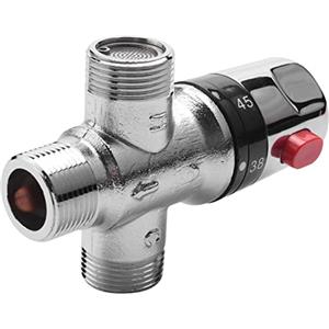 Jrifedptry Valvola di miscelazione termostatica a 3 vie in rame solido Valvola di controllo della temperatura di regolazione della valvola solare dello scaldabagno solare da 3/4 di pollice