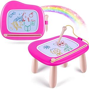 Smasiagon Lavagna Magnetica per Bambina 1 Anno, Grande Magica Cancellabile Scrittura Tablet con Le Gambe, Giocattolo Educativo e Regalo per Bambini 1 2 3 Anni (Rosa)
