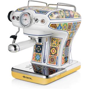 Ariete 1389 Positano Macchina da caffè, 850W, Compatibile con caffè macinato o con cialde ESE Filtro ½ tazze, Cappuccinatore
