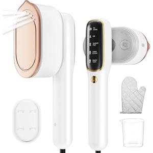 ZStarlite Mini ferro da stiro a vapore per indumenti, Steamer, vapore a 5 livelli, 1000 W, pieghevole, compatto, ferro da stiro da viaggio, piccolo ferro da stiro a vapore per viaggi e casa (bianco)