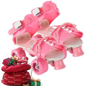 Genérico Pattini a rotelle regolabili per bambini e adulti, pattini quadrupli con ruote a LED | Scarpe da pattinaggio dal design resistente, senza bisogno di toglierle, ideali per principianti e ragazzi