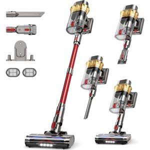 Pdgrid 55Kpa&650W Aspirapolvere Senza Fili, 75Mins Scopa Elettrica Senza Aspirapolvere Senza Fili Potente con 2 litri doppio contenitore, supporto di ricarica da parete/Schermo OLED Smart, Anti-Avvolgimento