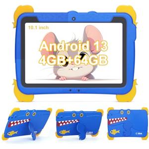 C idea 10,1 pollici per bambini tablet, 4 GB di RAM + 64 GB di ROM, schermo FHD 1280 x 800, batteria 6000 mAh, controllo genitoriale, Wi-FI, Bluetooth, tablet Android per bambini da 3 a 12 anni (blu)