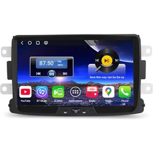 Erisin Qualcomm 8 8-Core 4GB+64GB Android 14 Autoradio Bluetooth per Renault Dacia Duster Sandero Dokker Logan Lodgy Navigatore GPS Supporta Wireless CarPlay Android Auto DSP OBD2 SWC DAB+ WiFi 4G
