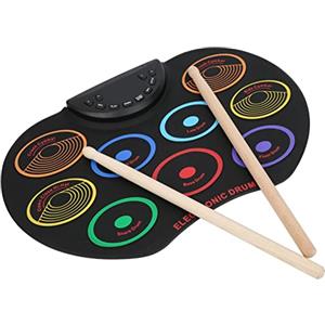 Phefop Batteria Elettronica a Colori, Supporta le Funzioni di Registrazione e Riproduzione, Pad per Batteria Elettronica Compatta, Resistente per la Casa dei Bambini (Arcobaleno colorato)