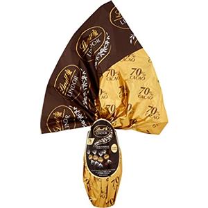 Lindt LINDOR Uova di Pasqua di Cioccolato Fondente, Uovo al Cioccolato Fondente 70% cacao con Praline LINDOR e Sorpresa, 320g