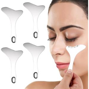 BOXOB 4pz Stencil per Eyeliner in Acciaio Inossidabile 304, Guida Eyeliner Riutilizzabile Strumento Ausiliario Scudo Mascara Multifunzionale per Ombretto e Ciglia Modello Trucco Rapido Degli Occhi