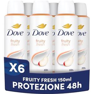 Dove Deodorante Spray, Dove Classic Care Fruity, Deodorante Antitraspirante Spray, Protezione Fino a 48 Ore, con 1/4 di Crema Idratante, Formula Delicata, Deodorante Uomo e Donna, 6 Pezzi da 150 ml