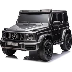 FINOOS Macchina elettrica per bambini Mercedes G63 2 posti 24V, 4 x 200W, totale 800W, AMG Auto elettrica per bambini a 2 posti con telecomando - Sedile in pelle e pneumatici Eva (Grigio Metallizzato)