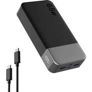 NOBIS Power Bank 20000mAh PowerBank 65W, Caricatore Portatile Ricarica Rapida Bidirezionale, 4 Porte USB-C/USB-A, Display Digitale, Ampia Compatibilità, Modalità a Bassa Corrente & Protezione Completa