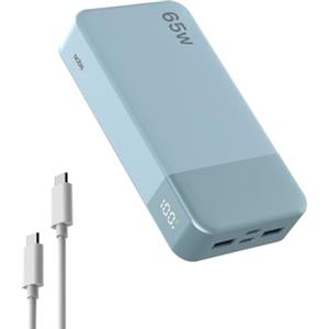 NOBIS Power Bank 20000mAh PowerBank 65W, Caricatore Portatile Ricarica Rapida Bidirezionale, 4 Porte USB-C/USB-A, Display Digitale, Ampia Compatibilità,