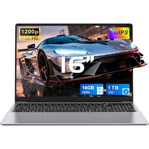 FUNYET 2026 PC Portatile 16'' Celeron N150 Core 3.6GHz Laptop 16 GB RAM 1 TB SSD Win 11 Pro 6000mAh Battery Notebook FHD 1920×1200 USB 3.0 BT 5.0 WIFI 5 HDMI Tastiera Retroilluminata-Grigio Spaziale
