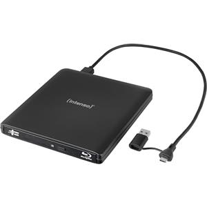 Intenso Unità esterna Blu-ray EOD 500BD Slim, USB 3.2, per laptop, desktop, iMac, MacBook, Windows, MacOS, con software di masterizzazione gratuito Ashampoo Burning Studio, nero