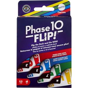 Mattel Games - Phase 10 Flip!, versione del gioco di carte multilivello stile ramino con carte a due facce e fasi speciali basate sui colori, 2-6 giocatori, giocattolo per bambini, 7+ anni, HYN12