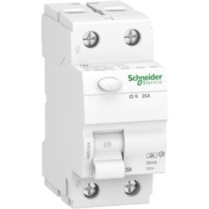 Schneider Electric Interruttore di corrente residua IDK 2P 25A 30MA tipo A, A9Z01225, bianco