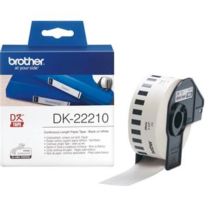 Brother DK-22210 Etichetta a Lunghezza Continua Nero su Bianco 29mm x 30,48m