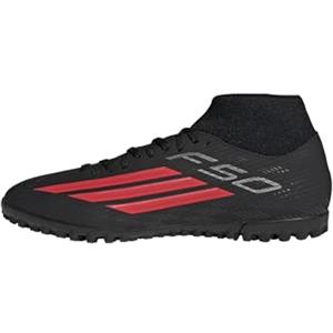 adidas Unisex - Adulto F50 Club Mid Cut Turf Football Shoes, Core Black/Lucid Red/Core Black, 44 EU