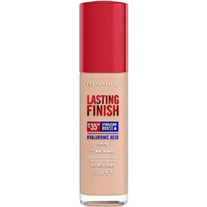 Rimmel London Lasting Finish 35 Hour, fondotinta, lunga durata, idratante, formula vegana, copertura totale, 30 ml, 010 Rose Ivory