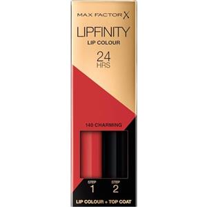 Max Factor - Lipfinity Lip Colour - Rossetto Lunga Durata e Gloss Idratante con Applicazione Bifase - Nuance 140 Charming - 2.3 ml e 1.9 g