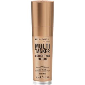 Rimmel London Rimmel Multi-Tasker Better Than Filters, 001 Fair, Primer Viso, Glow Booster e Illuminante, Formula Vegana, Leggera, Antietà, Pigmenti che Riflettono la Luce, Maxi Applicatore Soft-Touch, 30ml