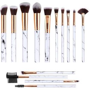 BESTOPE PRO Set di pennelli da trucco in marmo - 14 pennelli tra cui pennello per ombretto, correttore e fard