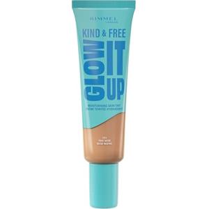 Rimmel London Kind & Free GLOW IT UP Fondotinta Idratante, 203, True Beige, Lenisce la pelle sensibile, Colorito sano e luminoso, Idrata per tutto il giorno, 30 ml