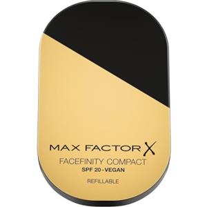 Max Factor - Fondotinta Facefinity Compatto, Formula vegan, Fondotinta dalla coprenza modulabile e dal finish mat, fino a 24 ore di tenuta, SPF 20, 033, CRYSTAL BEIGE, 10 g
