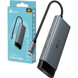 TP-Link UH5020C Hub USB-C 5 in 1, HDMI 4K@60Hz, USB-C PD Rapida a 100W, Porta USB-C+2 Porte USB-A 3.0 fino a 5 Gbps, Supporta Mac OS, Windows 11/10/8.1/8/7, Linux OS, iPadOS, iOS, Android e Chrome OS