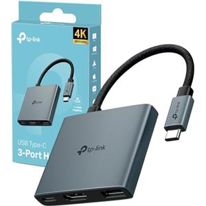 TP-Link UH3020C Hub USB-C 3 in 1, 1 HDMI 4K@60Hz, 1 USB-C PD Rapida a 100 W, 1 Porta USB-A 3.0 SuperSpeed a 5 Gbps, Supporta Mac OS, Windows 11/10/8.1/8/7, Linux OS, iPadOS, iOS, Android e Chrome OS