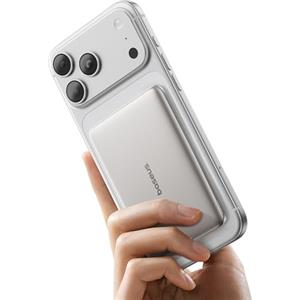 Baseus Picogo AM41 Power Bank, Ultra Slim 5000mAh Magsafe Powerbank, Ricarica Rapida PD 20W, Portatile, Magnetico Batteria Esterna Wireless con cavo USB C per iPhone 17/16/15/14/13/12, Titanio