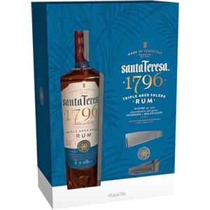 Santa Teresa 1796 Rum Venezuelano con Metodo Solera, Gift Pack con bicchiere Limited Edition, 70 cl /700 ml, 40% ABV