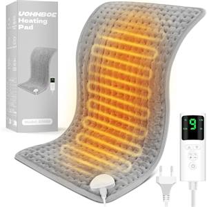 UOHHBOE Termoforo Elettrico 75W Tappetino Riscaldante 9 Impostazioni di Temperatura Lavabile in Lavatrice 4 Timer 60x30cm Con Spegnimento Auto Termoforo Cervicale Spalle Schiena Addome e Gambe