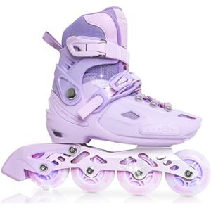 PIPIZHU Pattini in linea per bambini, bambina regolabili, per bambini, adulti, ragazze e ragazzi, pattini in linea, per interni ed esterni (M (EU 32-35))