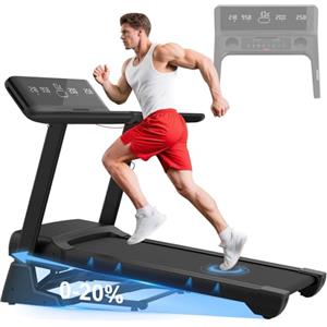 Cowmew Tapis Roulant, Tapis Roulant Pieghevole da 7HP con Livelli di Inclinazione del 20%, 1km/h- 20km/h, Ampio Display LCD e Sensore di Pulsazioni, Capacità di peso 200KG, Macchina da Corsa Compatibi