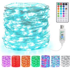 BrizLabs San Valentino Stringa Luci RGB, 10m 100 LED 18 Multicolore che Cambiano Colore USB Ghirlanda Luminose Colorata con Telecomando Interni Luci Filo d'argento Decorative per Esterni Natalizie