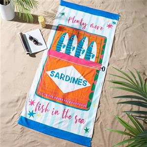 Catherine Lansfield Telo Mare in Cotone 76x160cm Sardines Blu