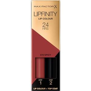 Max Factor - Lipfinity Lip Colour - Rossetto Lunga Durata e Gloss Idratante con Applicazione Bifase - Nuance 070 Spicy- 2.3 ml e 1.9 g