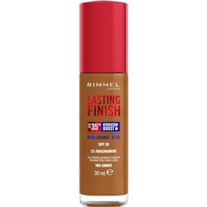 Rimmel London Lasting Finish 35 Hour, fondotinta, lunga durata, idratante, formula vegana, copertura totale, 30 ml, 504 Amber