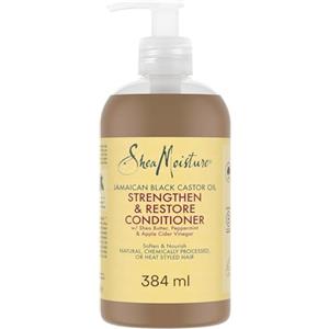 SHEA MOISTURE SheaMoisture Balsamo Strengthen & Restore con Olio di Ricino Nero Giamaicano e Burro di Karité - Balsamo per capelli trattati e sfibrati, senza siliconi né solfati - 1 x 384 ml