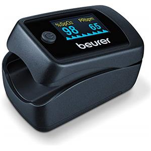 Beurer PO 45 Saturimetro da dito Professionale Certificato, Monitoraggio della Saturazione di Ossigeno, Frequenza Cardiaca, Indice di Perfusione, Pulsossimetro con Spegnimento Automatico