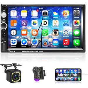 Podofo Autoradio 2 Din con Vivavoce Bluetooth, 7 Pollici Radio Stereo Auto con Schermo USB FM AUX TF Controllo del Volante Collegamento Mirror per Telefono Android/iOS + Telecamera Posteriore