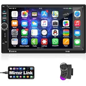 Podofo 2 Din Autoradio, Stereo Auto con Schermo da 7" Autoradio Touchscreen con Bluetooth Chiamata Vivavoce, USB, AUX, SD, Controllo del Volante, Android/IOS Mirror Link Lettore Multimediale per Auto