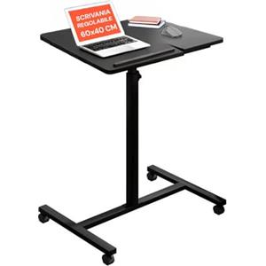 Avilia Scrivania Mobile con Altezza Regolabile 60x40cm Nero - Salvaspazio Perfetto per Ufficio, Studio e Casa - 4 Ruote Comode e Pratiche - Ampia Superficie da Lavoro - Struttura Robusta e Durevole